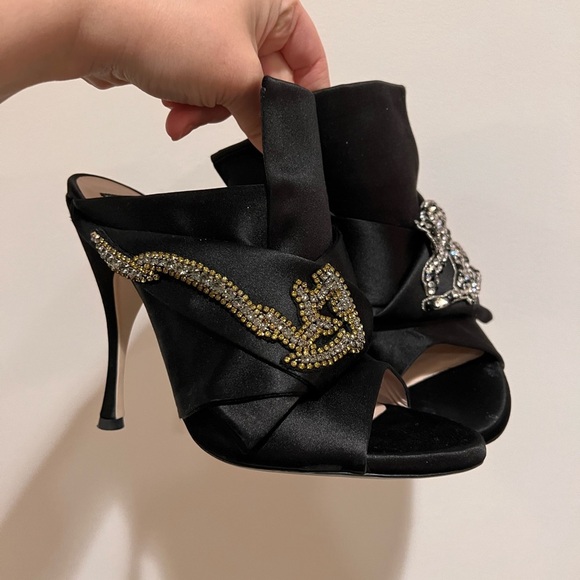 No. 21 Women's Satin Slide Mule Sandals High Heels - Picture 6 of 10